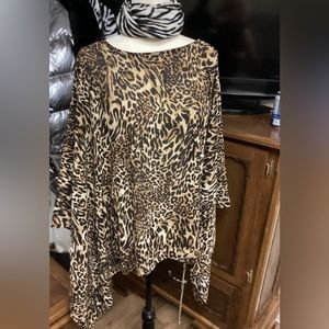 Leopard motif cape style over coat